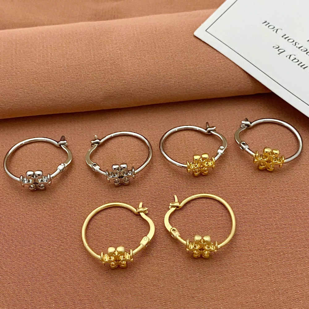Tory Burch Letter Inlaid Metal Hoop Earrings